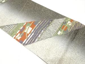 金糸　切りばめ風　抽象模様織り出し　袋帯